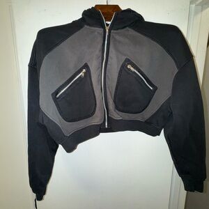 Forever 21 Black & Charcoal Cropped Bomber Jacket